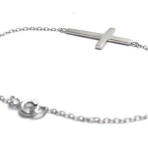 GLORIOUS STERLING SILVER SIDEWAYS CROSS BRACELET